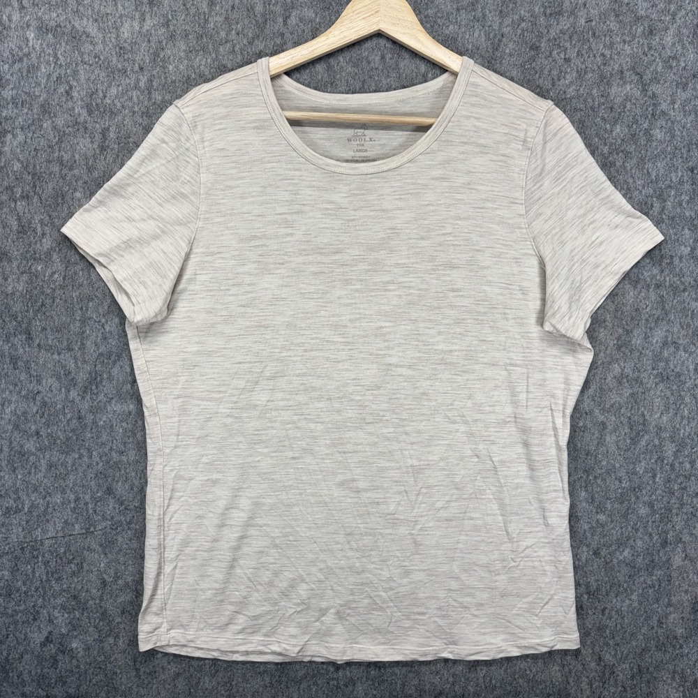 Woolx Liza Crew Neck Tee Merino Wool T-Shirt Women's Large Light Tan Duralite